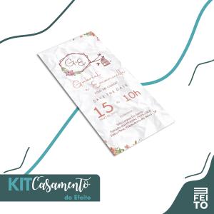 Convite Impresso - Kit Casamento da Efeito - Papel vergê ou papel ovo 180g 10x20 ou 14x20cm - 4x0 (somente frente)  - Corte reto 